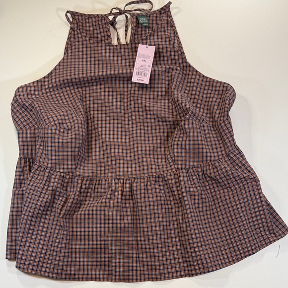 wild fable Tops - Wild Fable Checkered Halter Top Open Back in Black and Brown